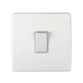 ECWINTW - Eurolite 1 Gang Intermediate Switch on 3mm Flat Concealed Matt White Plate with White Rocker