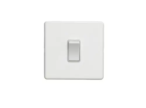Click Here To Enlarge This Photo Of ECW20ADPSWW - Eurolite 1 Gang 20Amp DP Switch on 3mm Flat Concealed Matt White Plate with White Rocker