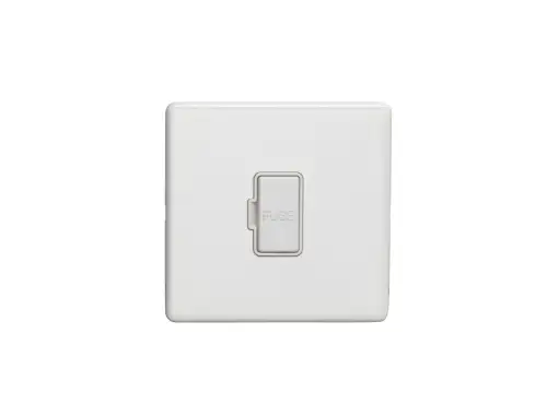 Click Here To Enlarge This Photo Of ECWUSWFW - Eurolite 13Amp Unswitched Fuse Spur on 3mm Flat Concealed Matt White Plate with White Trim