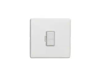 ECWUSWFW - Eurolite 13Amp Unswitched Fuse Spur on 3mm Flat Concealed Matt White Plate with White Trim