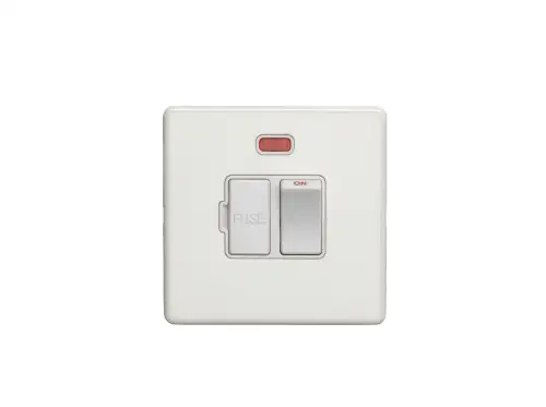 Click Here To Enlarge This Photo Of ECWSWFNW - Eurolite 13Amp Switched Fuse Spur with Neon Indicator on 3mm Flat Concealed Matt White Plate with White Rocker