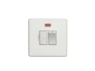 ECWSWFNW - Eurolite 13Amp Switched Fuse Spur with Neon Indicator on 3mm Flat Concealed Matt White Plate with White Rocker