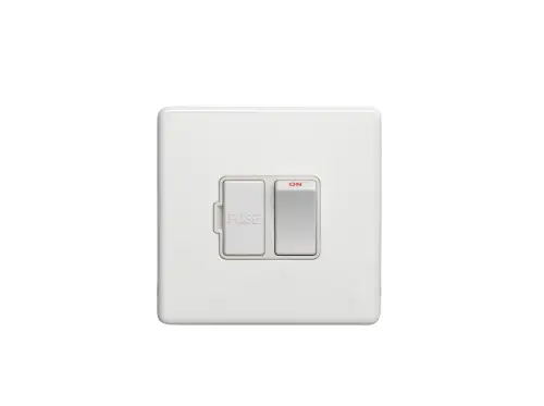 Click Here To Enlarge This Photo Of ECWSWFW - Eurolite 13Amp Switched Fuse Spur on 3mm Flat Concealed Matt White Plate with White Rocker