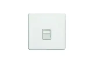 ECW1MW - Eurolite 1 Gang Telephone Master on 3mm Flat Concealed Matt White Plate with White Trim