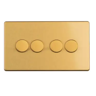 Click Here To Enlarge This Photo Of ECSB4DLED - Eurolite 4 Gang LED Push On/Off 2Way Dimmer on 3mm Flat Concealed Satin Brass Plate