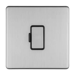 ECSSUSWFB - Eurolite 13Amp Unswitched Fuse Spur on 3mm Flat Concealed Satin Stainless Plate with Matching Rocker