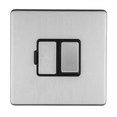 Click Here To Enlarge This Photo Of ECSSSWFB - Eurolite 13Amp Switched Fuse Spur on 3mm Flat Concealed Satin Stainless Plate with Matching Rocker