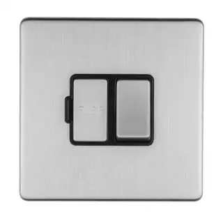 ECSSSWFB - Eurolite 13Amp Switched Fuse Spur on 3mm Flat Concealed Satin Stainless Plate with Matching Rocker