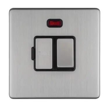Click Here To Enlarge This Photo Of ECSSSWFNB - Eurolite 13Amp Switched Fuse Spur with Neon Indicator om 3mm Flat Concealed Satin Stainless Plate with Matching Rocker