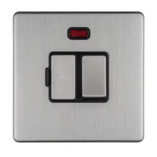 ECSSSWFNB - Eurolite 13Amp Switched Fuse Spur with Neon Indicator om 3mm Flat Concealed Satin Stainless Plate with Matching Rocker
