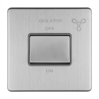 Click Here To Enlarge This Photo Of ECSSFSWG - Eurolite 6Amp Fan Isolator Switch on 3mm Flat Concealed Satin Stainless Plate with Matching Rocker & Grey Trim