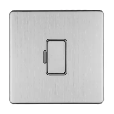 Click Here To Enlarge This Photo Of ECSSUSWFG - Eurolite 13Amp Unswitched Fuse Spur on 3mm Flat Concealed Satin Stainless Plate with Grey Trim