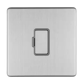 ECSSUSWFG - Eurolite 13Amp Unswitched Fuse Spur on 3mm Flat Concealed Satin Stainless Plate with Grey Trim