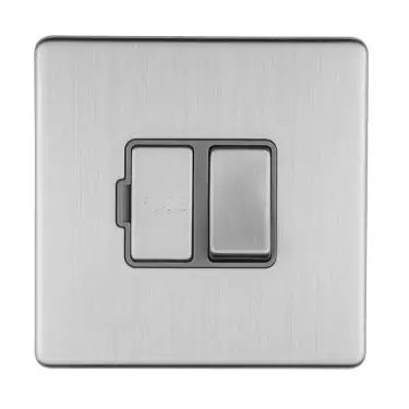 Click Here To Enlarge This Photo Of ECSSSWFG - Eurolite 13Amp Switched Fuse Spur on 3mm Flat Concealed Satin Stainless Plate with Matching Rocker