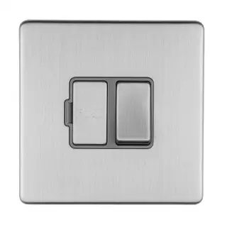 ECSSSWFG - Eurolite 13Amp Switched Fuse Spur on 3mm Flat Concealed Satin Stainless Plate with Matching Rocker