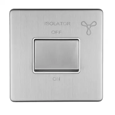 Click Here To Enlarge This Photo Of ECSSFSWW - Eurolite 6Amp Fan Isolator Switch on 3mm Flat Concealed Satin Stainless Plate with Matching Rocker