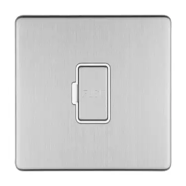 Click Here To Enlarge This Photo Of ECSSUSWFW - Eurolite 13Amp Unswitched Fuse Spur on 3mm Flat Concealed Satin Stainless Plate with Matching Rocker & White Trim