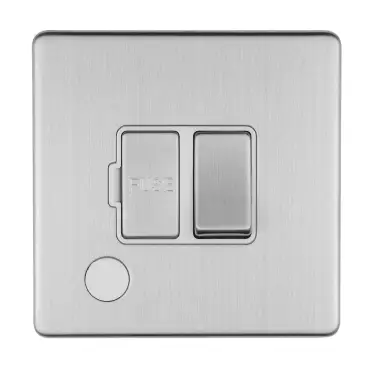 Click Here To Enlarge This Photo Of ECSSSWFFOW - Eurolite 13Amp Switched Fuse Spur with Flex Outlet on 3mm Flat Concealed Satin Stainless Plate with Matching Rocker & White Trim