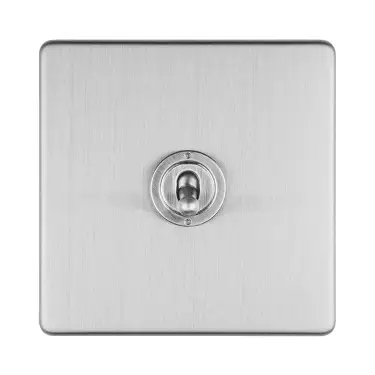 Click Here To Enlarge This Photo Of ECSST1SW - Eurolite 1 Gang 10Amp 2Way Toggle Switch on 3mm Flat Concealed Satin Stainless Plate