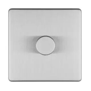 ECSS1DLED - Eurolite 1 Gang LED Push On/Off 2Way Dimmer on 3mm Flat Concealed Satin Stainless Plate