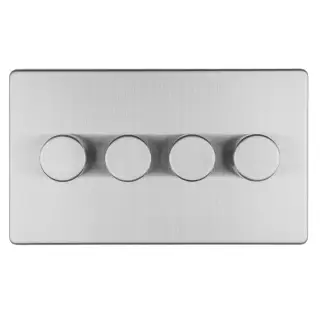 ECSS4DLED - Eurolite 4 Gang LED Push On/Off 2Way Dimmer on 3mm Flat Concealed Satin Stainless Plate