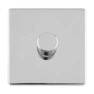 Click Here To Enlarge This Photo Of ECPC1DLED - Eurolite 1 Gang LED Push On/Off 2Way Dimmer on 3mm Flat Concealed Polished Chrome Plate