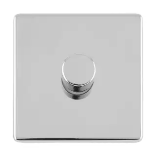 ECPC1DLED - Eurolite 1 Gang LED Push On/Off 2Way Dimmer on 3mm Flat Concealed Polished Chrome Plate
