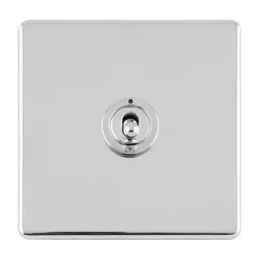 Click Here To Enlarge This Photo Of ECPCT1SW - Eurolite 1 Gang 10Amp 2Way Toggle Switch on 3mm Flat Concealed Polished Chrome Plate
