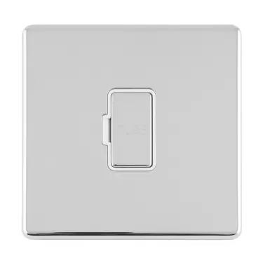 Click Here To Enlarge This Photo Of ECPCUSWFW - Eurolite 13Amp Unswitched Fuse Spur on 3mm Flat Concealed Polished Chrome Plate with Matching Rocker & White Trim