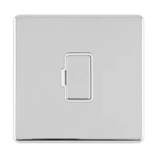 ECPCUSWFW - Eurolite 13Amp Unswitched Fuse Spur on 3mm Flat Concealed Polished Chrome Plate with Matching Rocker & White Trim