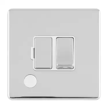 Click Here To Enlarge This Photo Of ECPCSWFFOW - Eurolite 13Amp Switched Fuse Spur with Flex Outlet on 3mm Flat Concealed Polished Chrome Plate with Matching Rocker & White Trim