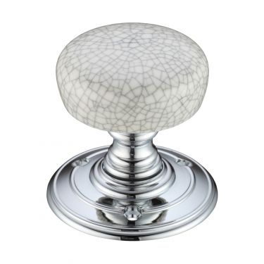 Click Here To Enlarge This Photo Of FB304GCCP - Zoo Hardware Fulton & Bray Porcelain Mortice Knob on Round Rose (Unsprung) Grey Crackle - Face Fix