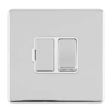 Click Here To Enlarge This Photo Of ECPCSWFW - Eurolite 13Amp Switched Fuse Spur on 3mm Flat Concealed Polished Chrome Plate with Matching Rocker & White Trim