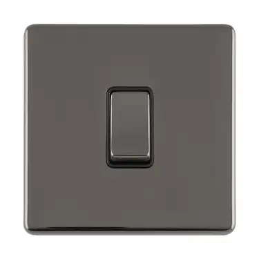 Click Here To Enlarge This Photo Of ECBN1SWB - Eurolite 1 Gang 10Amp 2Way Switch on 3mm Flat Concealed Black Nickel Plate with Matching Rocker
