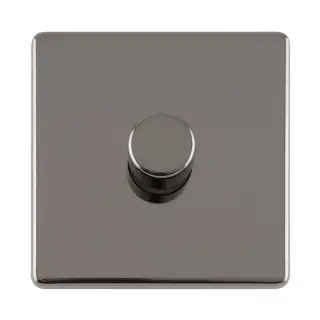 ECBN1DLED - Eurolite 1 Gang LED Push On/Off 2Way Dimmer on 3mm Flat Concealed Black Nickel