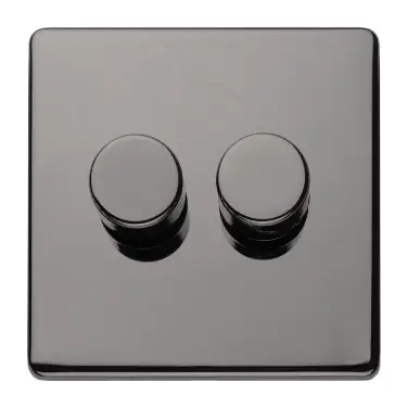 Click Here To Enlarge This Photo Of ECBN2DLED - Eurolite 2 Gang LED Push On/Off 2Way Dimmer on 3mm Flat Concealed Black Nickel