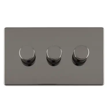 Click Here To Enlarge This Photo Of ECBN3DLED - Eurolite 3 Gang LED Push On/Off 2Way Dimmer on 3mm Flat Concealed Black Nickel