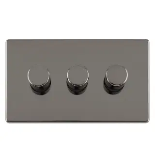 ECBN3DLED - Eurolite 3 Gang LED Push On/Off 2Way Dimmer on 3mm Flat Concealed Black Nickel