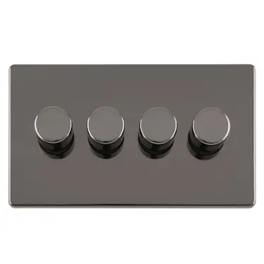 Click Here To Enlarge This Photo Of ECBN4DLED - Eurolite 4 Gang LED Push On/Off 2Way Dimmer on 3mm Flat Concealed Black Nickel