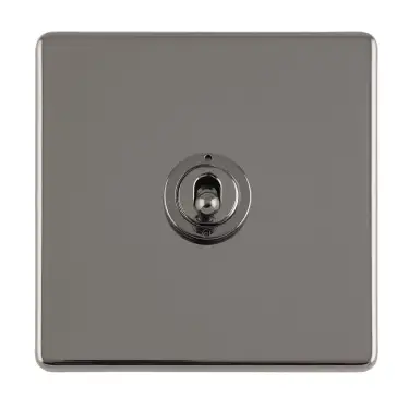 Click Here To Enlarge This Photo Of ECBNT1SW - Eurolite 1 Gang 10Amp 2Way Toggle Switch on 3mm Flat Concealed Black Nickel Plate