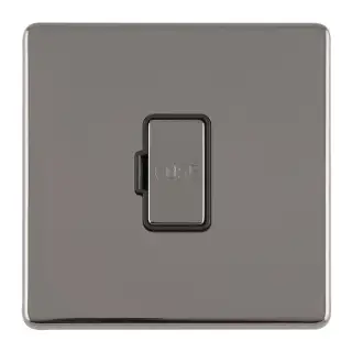 ECBNUSWFB - Eurolite 13Amp Unswitched Fuse Spur on 3mm Flat Concealed Black Nickel Plate with Matching Rocker