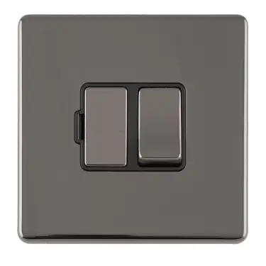 Click Here To Enlarge This Photo Of ECBNSWFB - Eurolite 13Amp Switched Fuse Spur with Flex Outlet on 3mm Flat Concealed Black Nickel Plate with Matching Rocker