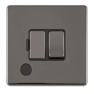 ECBNSWFFOB - Eurolite 13Amp Switched Fuse Spur with Neon Indicator on 3mm Flat Concealed Black Nickel Plate with Matching Rocker