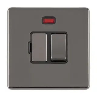ECBNSWFNB - Eurolite 13Amp Switched Fuse Spur on 3mm Flat Concealed Black Nickel Plate with Matching Rocker