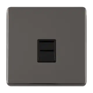 ECBN1SLB - Eurolite 1 Gang Slave Telephone Socket on 3mm Flat Concealed Black Nickel Plate with Black Trim