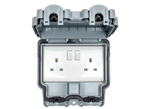 Click Here To Enlarge This Photo Of WP4100 - Eurolite External Weatherproof Lockable 2 Gang 13Amp DP Switched Double Socket Outlet IP66