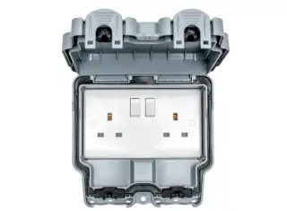 WP4100 - Eurolite External Weatherproof Lockable 2 Gang 13Amp DP Switched Double Socket Outlet IP66
