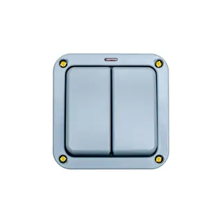 WP3022 - Eurolite 20Amp 2 Gang 2 Way Switch with Neon IP66