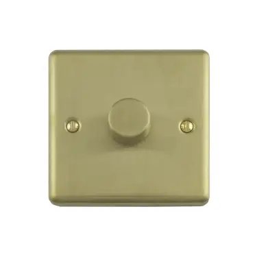 Click Here To Enlarge This Photo Of EN1DLEDSB - Eurolite 1 Gang 400W/LED 2Way Dimmer Switch Satin Brass (Enhance Range)