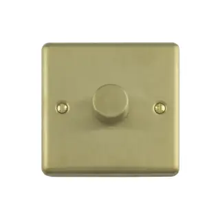 EN1DLEDSB - Eurolite 1 Gang 400W/LED 2Way Dimmer Switch Satin Brass (Enhance Range)